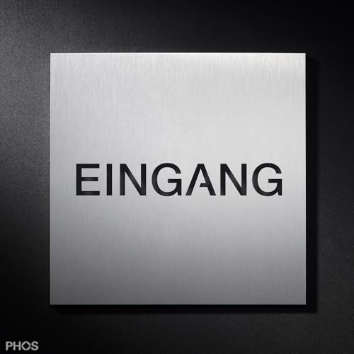 Schild EINGANG Edelstahl gebürstet, Beschriftungsschild, Piktogrammschild zur Beschriftung - PHOS Design von PHOS Edelstahl Design