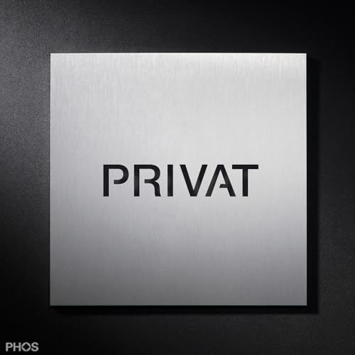 Schild PRIVAT Edelstahl gebürstet, Beschriftungsschild, Piktogrammschild zur Beschriftung - PHOS Design von PHOS Edelstahl Design