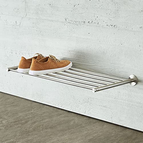 Schuhregal 60 cm breit zur Wandmontage, Edelstahl massiv, matt gebürstet - PHOS Design von PHOS Edelstahl Design