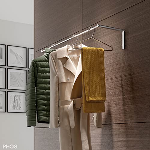 Wandgarderobe mit Kleiderstange, Edelstahl, 60 cm breit - PHOS Design von PHOS Edelstahl Design