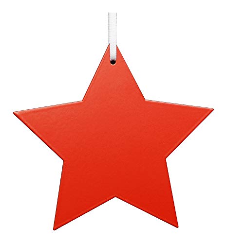 Weihnachtsstern, matt rot, mit 5 Zacken und Satinband, 10,7 x 11,3 cm, Weihnachten Dekostern Christbaumschmuck, Deko - PHOS Design von PHOS Edelstahl Design