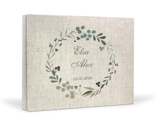 PHOTOCITY Fotoalbum mit gestickten Namen, Gesticktes Fotoalbum, Album für Fotos zum Kleben – Polaroid – Leineneinband – 100 Seiten mit Seidenpapier (Lino, 30x25 100 pagine) von PHOTOCITY