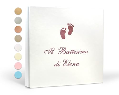 PHOTOCITY Fotoalbum mit gestickten Namen, Album für Fotos zum Kleben – Leineneinband – 60 Seiten mit Seidenpapier (Ecopelle, 30x30 60 pagine) von PHOTOCITY