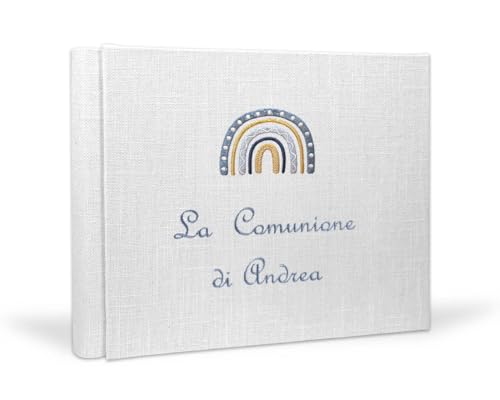 PHOTOCITY Fotoalbum mit gestickten Namen, Album für Fotos zum Kleben – Leineneinband – 60 Seiten mit Seidenpapier (Lino, 30x25 60 pagine) von PHOTOCITY