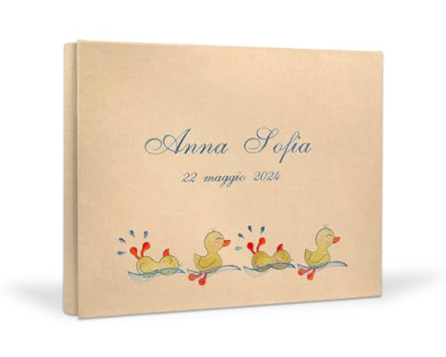 PHOTOCITY Fotoalbum mit gestickten Namen, Gesticktes Fotoalbum, Album für Fotos zum Kleben – Polaroid – Leineneinband – 100 Seiten mit Seidenpapier (Camoscio, 30x25 100 pagine) von PHOTOCITY