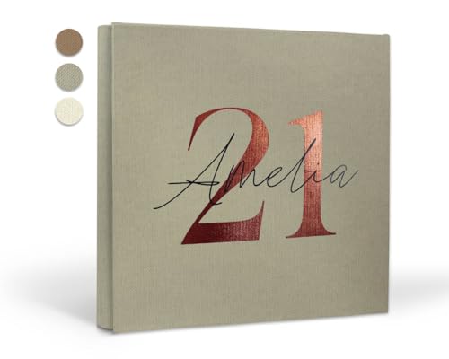 PHOTOCITY Personalisiertes Fotoalbum – Einband aus Leinenpapier – 100 Seiten für Fotos – Geschenk zur Geburt – Individuell gestaltbares Fotoalbum (30x30 cm, 100 Seiten, Leinenpapier) von PHOTOCITY