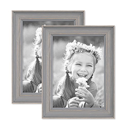 2er Set Bilderrahmen Skandinavischer Landhaus-Stil Grau-Braun 13x18 cm Massivholz mit Shabby-Chic Note/Fotorahmen/Wechselrahmen von PHOTOLINI