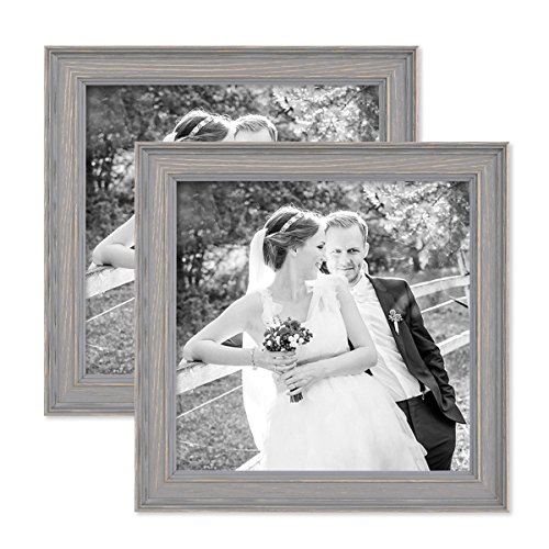 2er Set Bilderrahmen Skandinavischer Landhaus-Stil Grau-Braun 20x20 cm Massivholz mit Shabby-Chic Note/Fotorahmen/Wechselrahmen 2er Set Bilderrahmen Skandinavischer Landhaus-Stil Grau-Braun 20x20 cm Massivholz mit Shabby-Chic Note/Fotorahmen/Wechselrahmen von PHOTOLINI