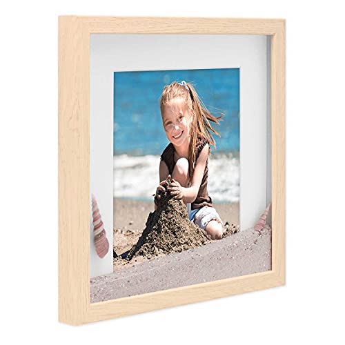 PHOTOLINI 3D-Bilderrahmen zum Befüllen 30x30 cm, Natur, Bilderrahmen tief mit Passepartout, Objektrahmen für Gegenstände, stabiles MDF-Holz mit Echtglas - zum Basteln und als Geschenk von PHOTOLINI