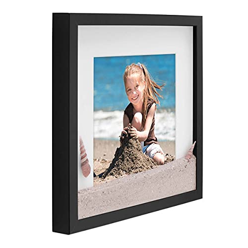 PHOTOLINI 3D-Bilderrahmen zum Befüllen 40x40 cm, Schwarz, Bilderrahmen tief mit Passepartout, Objektrahmen für Gegenstände, stabiles MDF-Holz mit Echtglas - zum Basteln und als Geschenk von PHOTOLINI