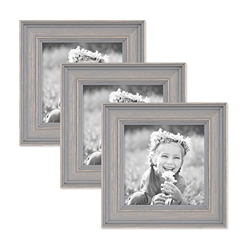 3er Set Bilderrahmen Skandinavischer Landhaus-Stil Grau-Braun 10x10 cm Massivholz mit Shabby-Chic Note/Fotorahmen/Wechselrahmen 3er Set Bilderrahmen Skandinavischer Landhaus-Stil Grau-Braun 10x10 cm Massivholz mit Shabby-Chic Note/Fotorahmen/Wechselrahmen von PHOTOLINI