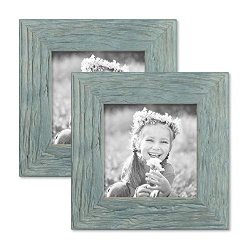 Bilderrahmen 10x10 cm Holz Blau, 2er Set Echtholz-Rahmen rustikal, Strandhaus, Made in Germany, Echtglas, zum Aufhängen & Aufstellen, extra Zubehör - Treibholzlook mit einem Hauch Küstenflair Bilderrahmen 10x10 cm Holz Blau, 2er Set Echtholz-Rahmen rustikal, Strandhaus, Made in Germany, Echtglas, zum Aufhängen & Aufstellen, extra Zubehör - Treibholzlook mit einem Hauch Küstenflair von PHOTOLINI