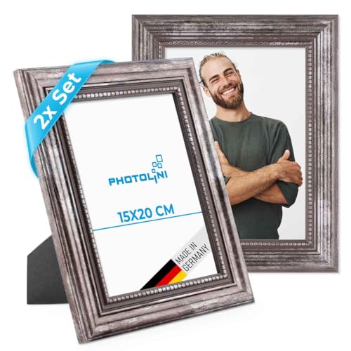 PHOTOLINI Barock-Bilderrahmen 15x20 cm in Silber antik, 2er Set Holz-Rahmen Vintage, Made in Germany, Echtglas, zum Aufhängen & Aufstellen, mit Zubehör - verleiht Deinen Fotos das besondere Etwas PHOTOLINI Barock-Bilderrahmen 15x20 cm in Silber antik, 2er Set Holz-Rahmen Vintage, Made in Germany, Echtglas, zum Aufhängen & Aufstellen, mit Zubehör - verleiht Deinen Fotos das besondere Etwas von PHOTOLINI