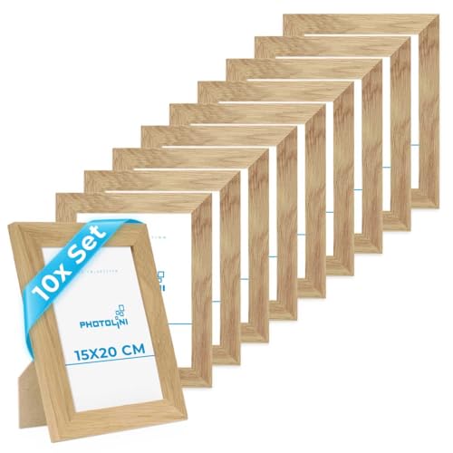 PHOTOLINI Bilderrahmen 15x20 Holz Eiche, 10er Set breite Bilderrahmen 20x15 Holz, Picture Frame mit Acrylglas, Bilderrahmen 15 x 20 cm Eiche zum Aufhängen & Aufstellen, Rahmen 15x20 mit Zubehör PHOTOLINI Bilderrahmen 15x20 Holz Eiche, 10er Set breite Bilderrahmen 20x15 Holz, Picture Frame mit Acrylglas, Bilderrahmen 15 x 20 cm Eiche zum Aufhängen & Aufstellen, Rahmen 15x20 mit Zubehör von PHOTOLINI