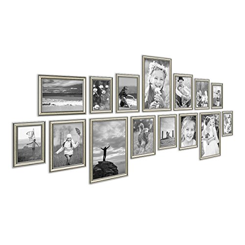 PHOTOLINI 15er Bilderrahmen-Collage Silber Barock Antik aus Kunststoff inklusive Zubehör/Foto-Collage/Bildergalerie/Bilderrahmen-Set PHOTOLINI 15er Bilderrahmen-Collage Silber Barock Antik aus Kunststoff inklusive Zubehör/Foto-Collage/Bildergalerie/Bilderrahmen-Set von PHOTOLINI