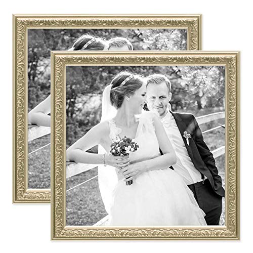 PHOTOLINI 2er Set Bilderrahmen Antik Silber Nostalgie 30x30 cm Fotorahmen mit Glasscheibe/Kunststoff-Rahmen von PHOTOLINI