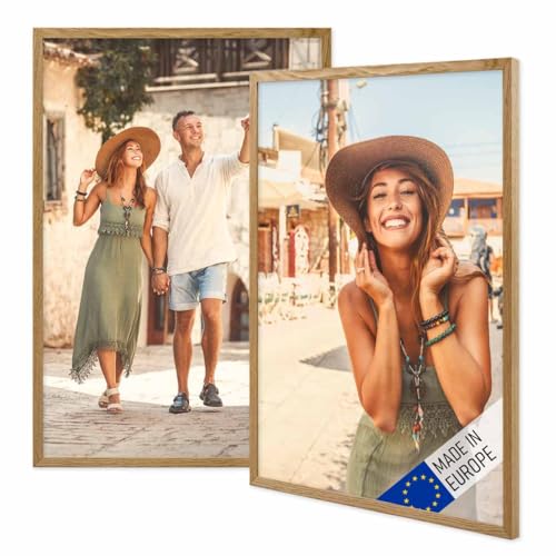 PHOTOLINI Bilderrahmen 40x60 Holz Eiche 2er Set, 40x60 cm Bilderrahmen Made in EU, Holzrahmen 60x40 mit bruchsicherem Acrylglas, Rahmen zum Aufhängen mit Zubehör - für Ihre liebsten Fotos & Bilder PHOTOLINI Bilderrahmen 40x60 Holz Eiche 2er Set, 40x60 cm Bilderrahmen Made in EU, Holzrahmen 60x40 mit bruchsicherem Acrylglas, Rahmen zum Aufhängen mit Zubehör - für Ihre liebsten Fotos & Bilder von PHOTOLINI