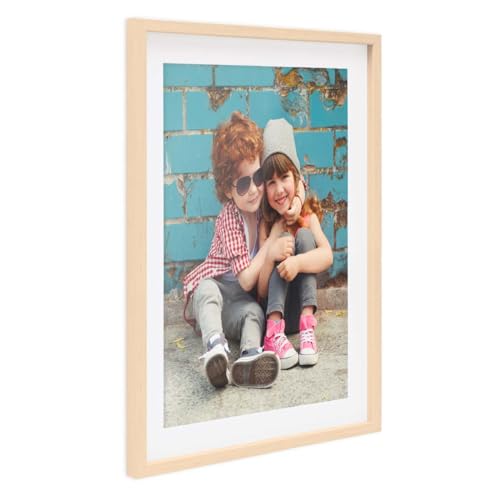 PHOTOLINI 3D-Bilderrahmen zum Befüllen 50x70 cm, Natur, Bilderrahmen tief mit Passepartout, Objektrahmen für Gegenstände, stabiles MDF-Holz mit Echtglas - zum Basteln und als Geschenk von PHOTOLINI