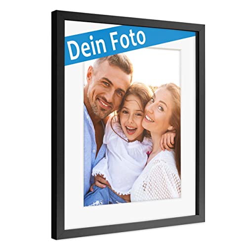 3D-Bilderrahmen zum Befüllen 40x50 cm, eigenes Bild im Rahmen, Schwarz, Bilderrahmen tief mit Passepartout, für Gegenstände, stabiles MDF-Holz mit Echtglas - perfekt zum Basteln und als Geschenk von PHOTOLINI