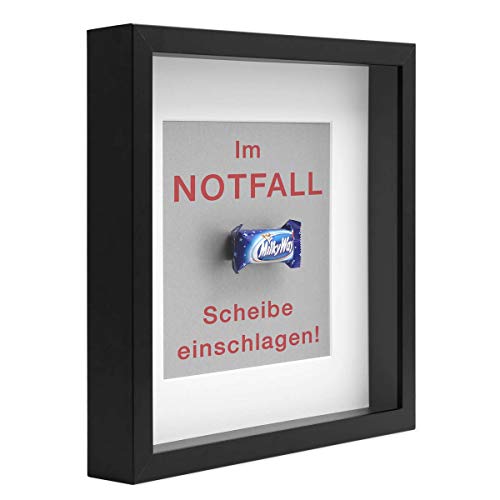 PHOTOLINI 3D-Bilderrahmen zum Befüllen 30x30 cm, Schwarz, Bilderrahmen extra tief mit Passepartout, Objektrahmen für Gegenstände, stabiles MDF-Holz mit Echtglas - zum Basteln und Schenken von PHOTOLINI