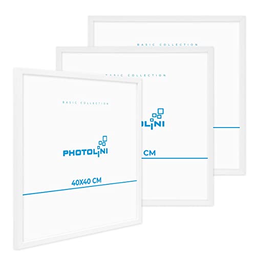 PHOTOLINI Bilderrahmen 40x40 Weiß, 3er Set Bilderrahmen quadratisch 40x40 Holz MDF mit bruchsicherem Acrylglas, Rahmen 40 x 40 zum Aufhängen mit Zubehör - Picture Frame für Fotos & Poster PHOTOLINI Bilderrahmen 40x40 Weiß, 3er Set Bilderrahmen quadratisch 40x40 Holz MDF mit bruchsicherem Acrylglas, Rahmen 40 x 40 zum Aufhängen mit Zubehör - Picture Frame für Fotos & Poster von PHOTOLINI