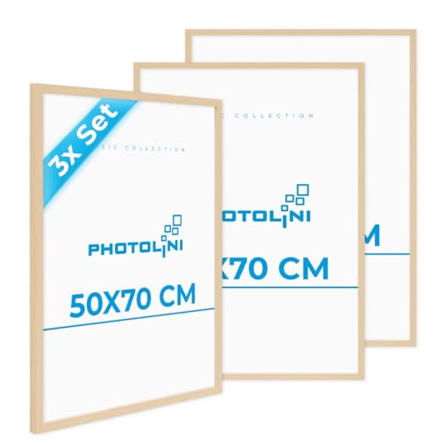 PHOTOLINI Bilderrahmen 50x70 Holz MDF Natur 3er Set, 50x70 cm Bilderrahmen groß, Rahmen 70x50 Puzzle, bruchsicheres Acrylglas, picture frame zum Aufhängen, Fotorahmen für Fotos, Puzzle & Poster PHOTOLINI Bilderrahmen 50x70 Holz MDF Natur 3er Set, 50x70 cm Bilderrahmen groß, Rahmen 70x50 Puzzle, bruchsicheres Acrylglas, picture frame zum Aufhängen, Fotorahmen für Fotos, Puzzle & Poster von PHOTOLINI