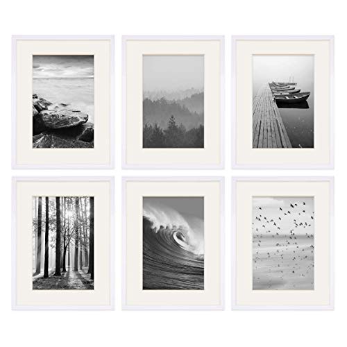 PHOTOLINI Bilderrahmen 30x40 Weiss Holz MDF, 6er Set Bilderrahmen 40x30 cm mit Passepartout, bruchsicheres Acrylglas, Rahmen 30 x 40 zum Aufhängen, extra Zubehör - Rahmen 30x40 für Fotos & Poster PHOTOLINI Bilderrahmen 30x40 Weiss Holz MDF, 6er Set Bilderrahmen 40x30 cm mit Passepartout, bruchsicheres Acrylglas, Rahmen 30 x 40 zum Aufhängen, extra Zubehör - Rahmen 30x40 für Fotos & Poster von PHOTOLINI