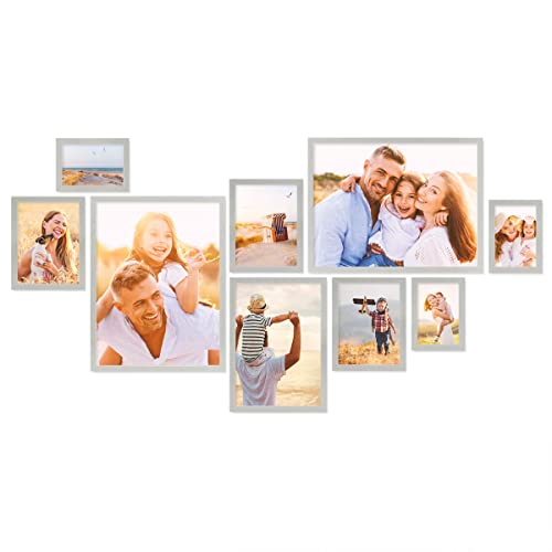 PHOTOLINI silberne Bilderrahmen Set verschiedene Größen, 9 Bilderrahmen Silber Holz MDF, Bilder Rahmen mit Acrylglas, Bilderrahmenset zum Aufhängen, Fotorahmen Set mit Zubehör für Fotos & Poster PHOTOLINI silberne Bilderrahmen Set verschiedene Größen, 9 Bilderrahmen Silber Holz MDF, Bilder Rahmen mit Acrylglas, Bilderrahmenset zum Aufhängen, Fotorahmen Set mit Zubehör für Fotos & Poster von PHOTOLINI