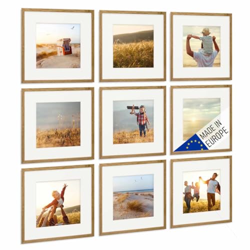 PHOTOLINI Bilderrahmen Holz 30x30 Eiche mit Passepartout, Holzbilderrahmen Made in EU, 9er Set, bruchsicheres Acrylglas, zum Aufhängen, quadratisch, extra Zubehör - für Ihre liebsten Fotos & Bilder PHOTOLINI Bilderrahmen Holz 30x30 Eiche mit Passepartout, Holzbilderrahmen Made in EU, 9er Set, bruchsicheres Acrylglas, zum Aufhängen, quadratisch, extra Zubehör - für Ihre liebsten Fotos & Bilder von PHOTOLINI