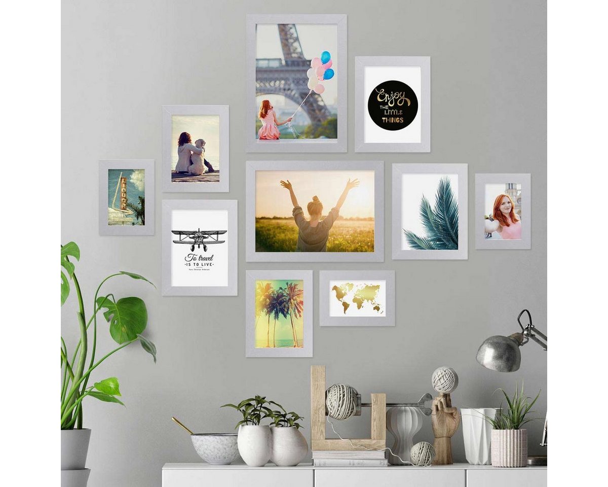 PHOTOLINI Bilderrahmen 10er Set breite Rahmen 10x15 bis 21x30 cm, extra Zubehör, (10 Rahmen), im modernen Stil für Ihre stilvolle Wanddekoration PHOTOLINI Bilderrahmen 10er Set breite Rahmen 10x15 bis 21x30 cm, extra Zubehör, (10 Rahmen), im modernen Stil für Ihre stilvolle Wanddekoration von PHOTOLINI