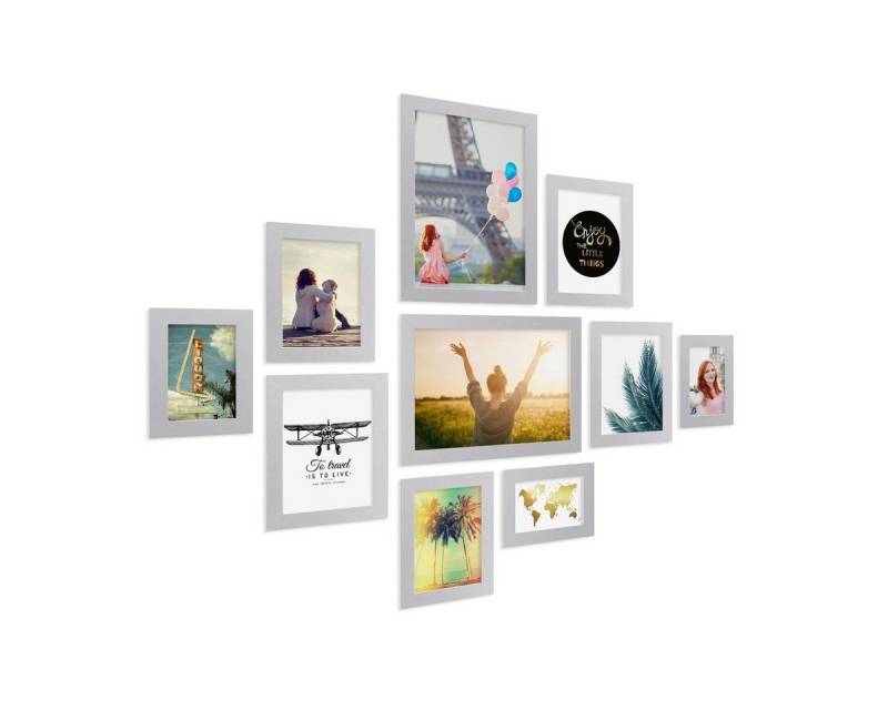 PHOTOLINI Bilderrahmen 10er Set breite Rahmen 10x15 bis 21x30 cm, extra Zubehör, (10 Rahmen), im modernen Stil für Ihre stilvolle Wanddekoration von PHOTOLINI