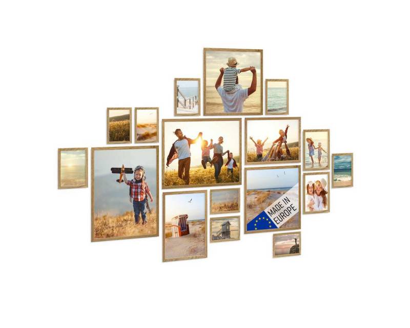 PHOTOLINI Bilderrahmen 17er Set Echtholz-Rahmen schmal, mit Acrylglas, 10x15 bis 30x40 cm von PHOTOLINI