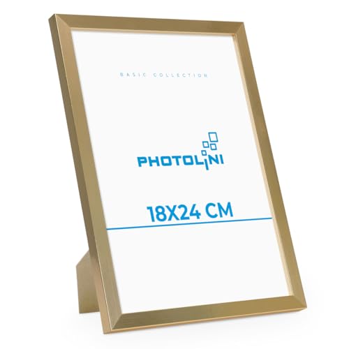 PHOTOLINI Bilderrahmen 18x24 Gold MDF-Holz Poster-Rahmen, bruchsicheres Acrylglas, zum Aufhängen & Aufstellen, extra Zubehör - für Fotos & Poster PHOTOLINI Bilderrahmen 18x24 Gold MDF-Holz Poster-Rahmen, bruchsicheres Acrylglas, zum Aufhängen & Aufstellen, extra Zubehör - für Fotos & Poster von PHOTOLINI