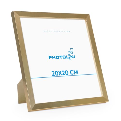 PHOTOLINI Bilderrahmen 20x20 Gold MDF-Holz Poster-Rahmen, bruchsicheres Acrylglas, zum Aufhängen & Aufstellen, extra Zubehör - für Fotos & Poster PHOTOLINI Bilderrahmen 20x20 Gold MDF-Holz Poster-Rahmen, bruchsicheres Acrylglas, zum Aufhängen & Aufstellen, extra Zubehör - für Fotos & Poster von PHOTOLINI
