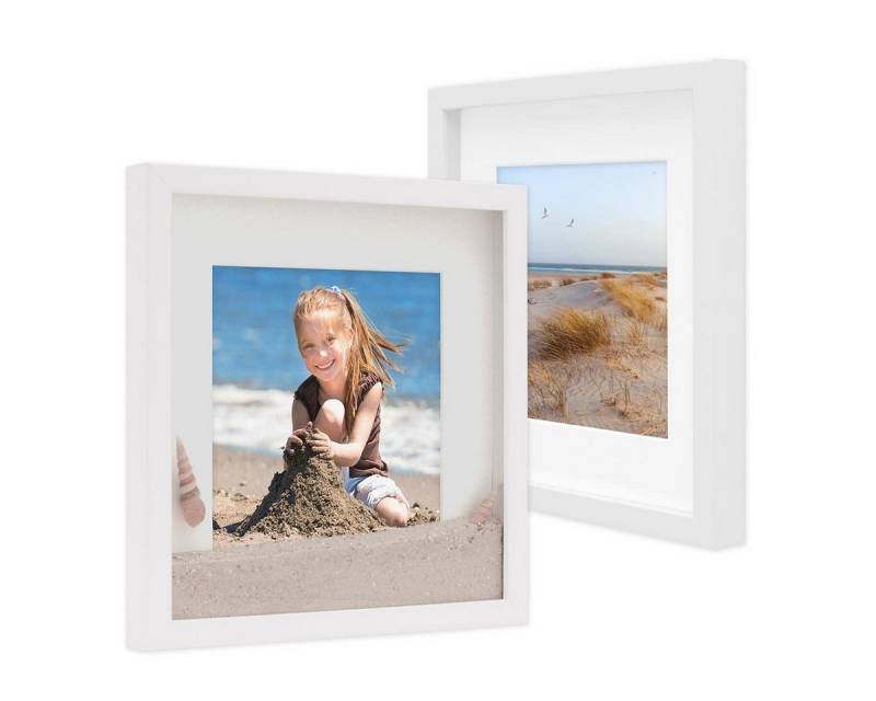 PHOTOLINI Bilderrahmen 2er Set 3D-Rahmen mit Passepartout / für Objekte bis 1,5 cm Tiefe von PHOTOLINI