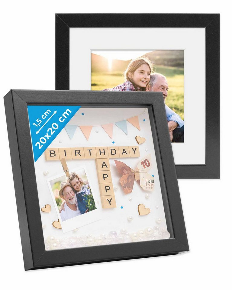 PHOTOLINI Bilderrahmen 2er Set 3D-Rahmen mit Passepartout / für Objekte bis 1,5 cm Tiefe PHOTOLINI Bilderrahmen 2er Set 3D-Rahmen mit Passepartout / für Objekte bis 1,5 cm Tiefe von PHOTOLINI