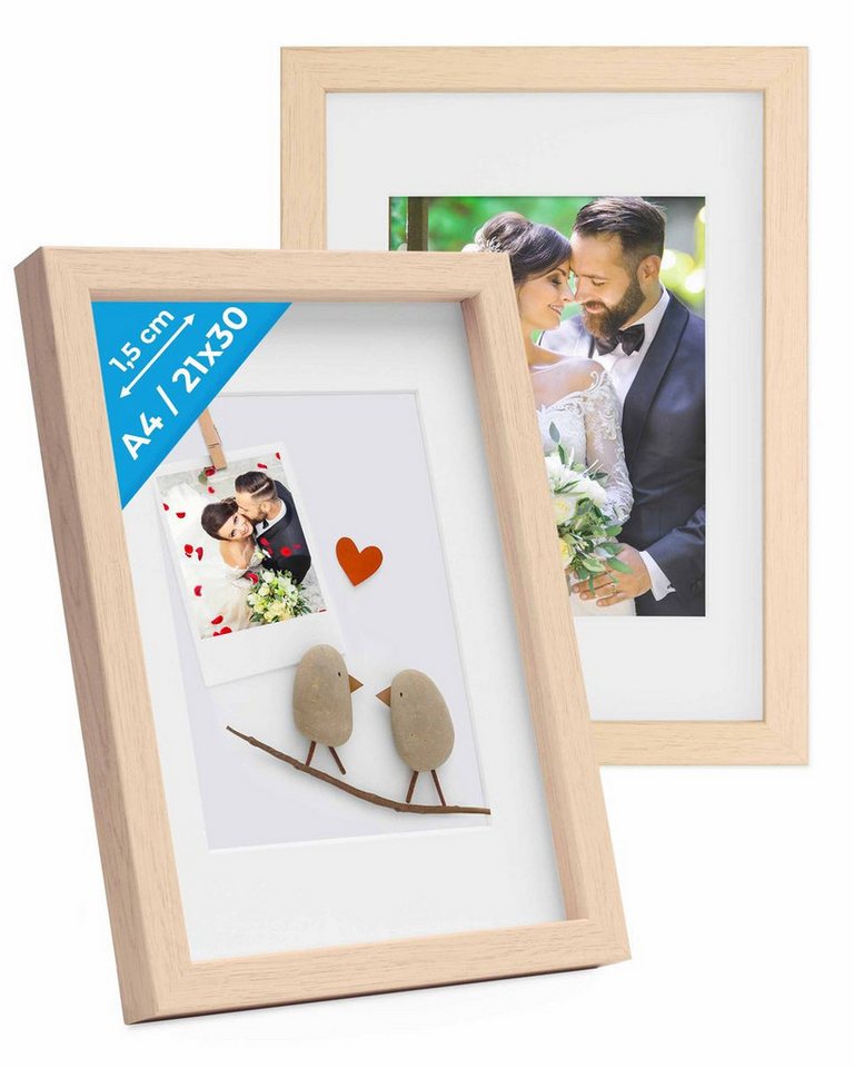 PHOTOLINI Bilderrahmen 2er Set 3D-Rahmen mit Passepartout / für Objekte bis 1,5 cm Tiefe PHOTOLINI Bilderrahmen 2er Set 3D-Rahmen mit Passepartout / für Objekte bis 1,5 cm Tiefe von PHOTOLINI