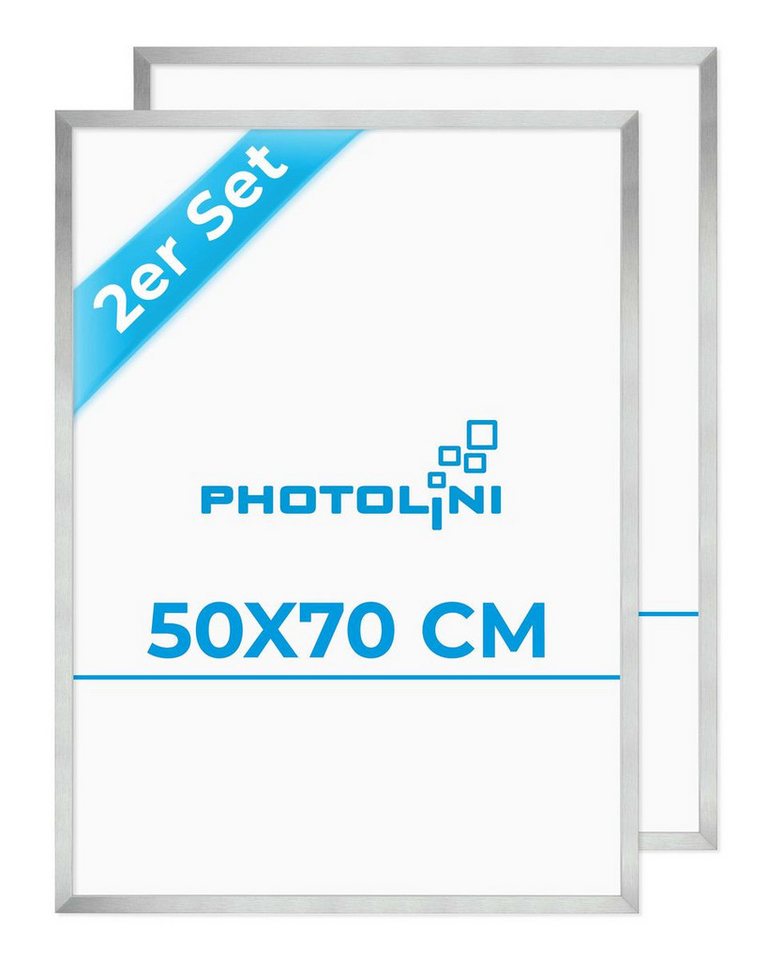 PHOTOLINI Bilderrahmen 2er Set 50x70 cm Poster-Rahmen, zum Aufhängen, (2er Set), MDF Holz, bruchsicheres Acrylglas & Zubehör, für Fotos & Poster von PHOTOLINI