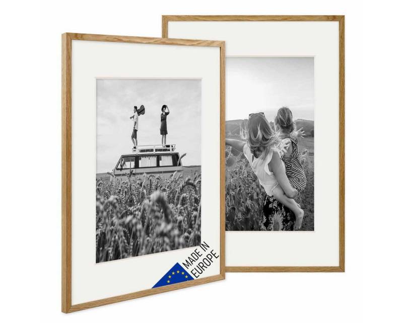 PHOTOLINI Bilderrahmen 2er Set Echtholz mit Passepartout, Made in EU, Acrylglas, mit Zubehör, (2er Set), für Portraits und Aufnahmen Ihrer schönsten Momente von PHOTOLINI