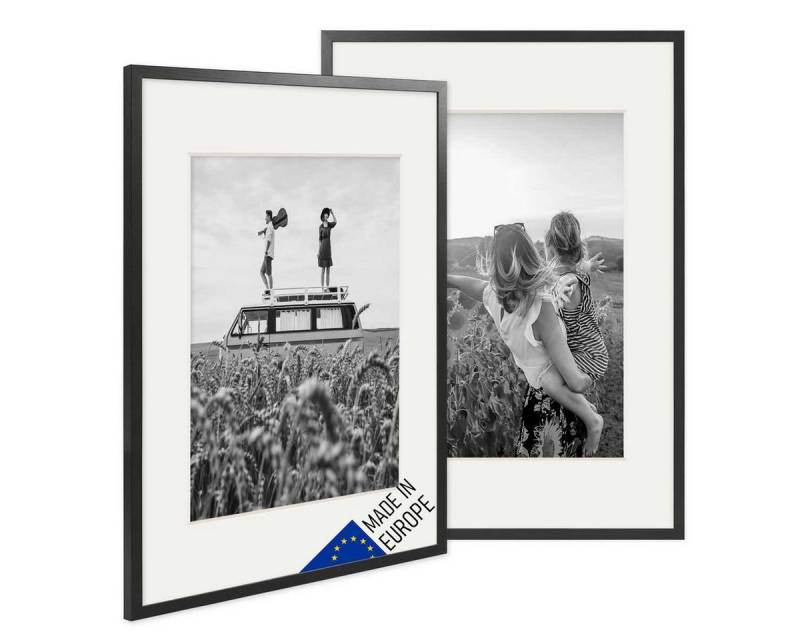 PHOTOLINI Bilderrahmen 2er Set Echtholz mit Passepartout, Made in EU, Acrylglas, mit Zubehör, (2er Set), für Portraits und Aufnahmen Ihrer schönsten Momente von PHOTOLINI