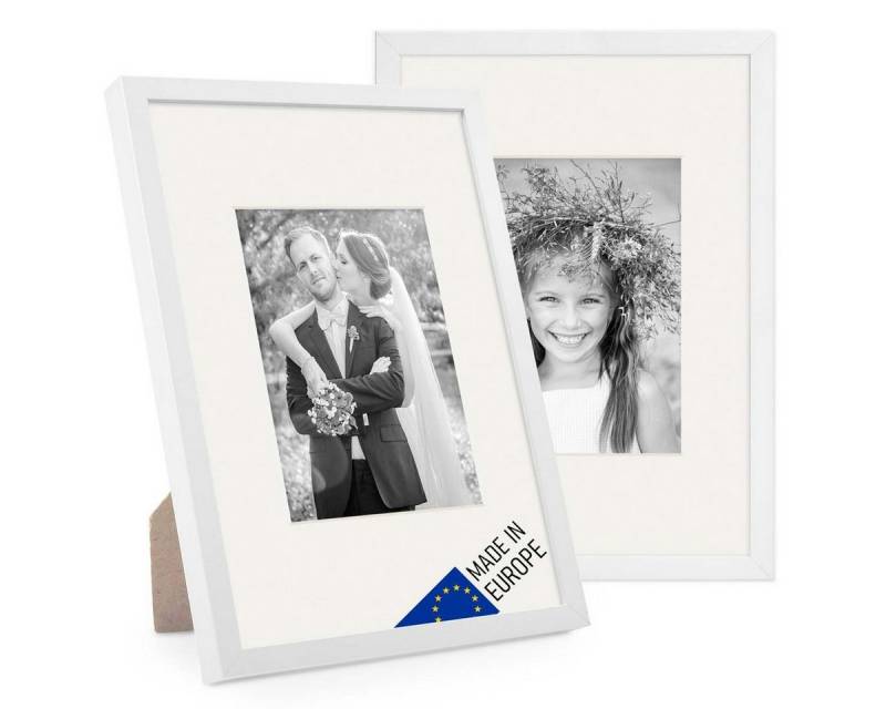 PHOTOLINI Bilderrahmen 2er Set Echtholz mit Passepartout, Made in EU, Acrylglas, mit Zubehör, (2er Set), für Portraits und Aufnahmen Ihrer schönsten Momente von PHOTOLINI