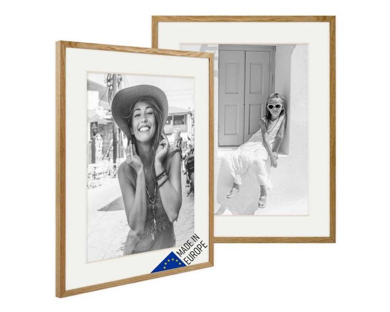 PHOTOLINI Bilderrahmen 2er Set Echtholz mit Passepartout, Made in EU, Acrylglas, mit Zubehör, (2er Set), für Portraits und Aufnahmen Ihrer schönsten Momente von PHOTOLINI