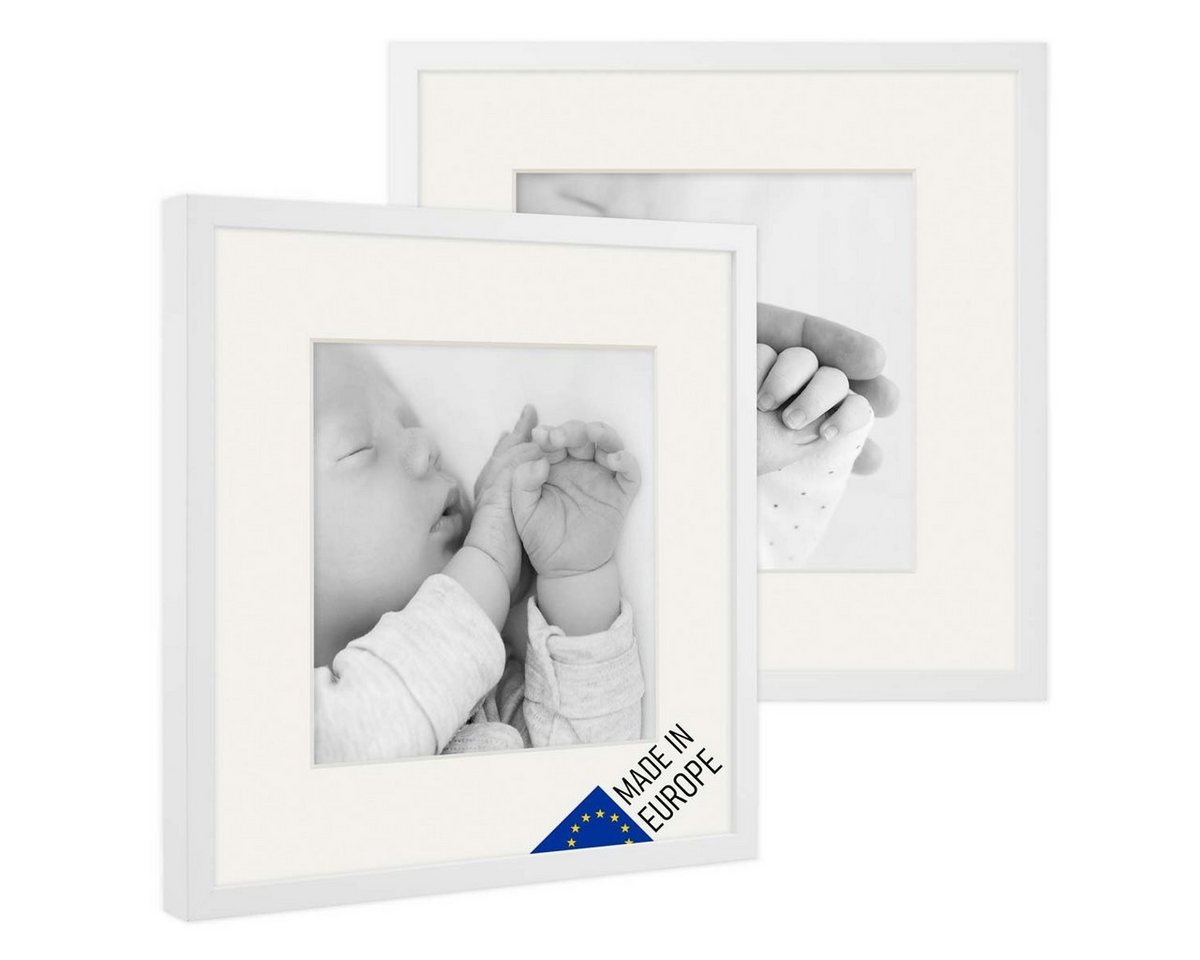 PHOTOLINI Bilderrahmen 2er Set Echtholz mit Passepartout, Made in EU, Acrylglas, mit Zubehör, (2er Set), für Portraits und Aufnahmen Ihrer schönsten Momente von PHOTOLINI