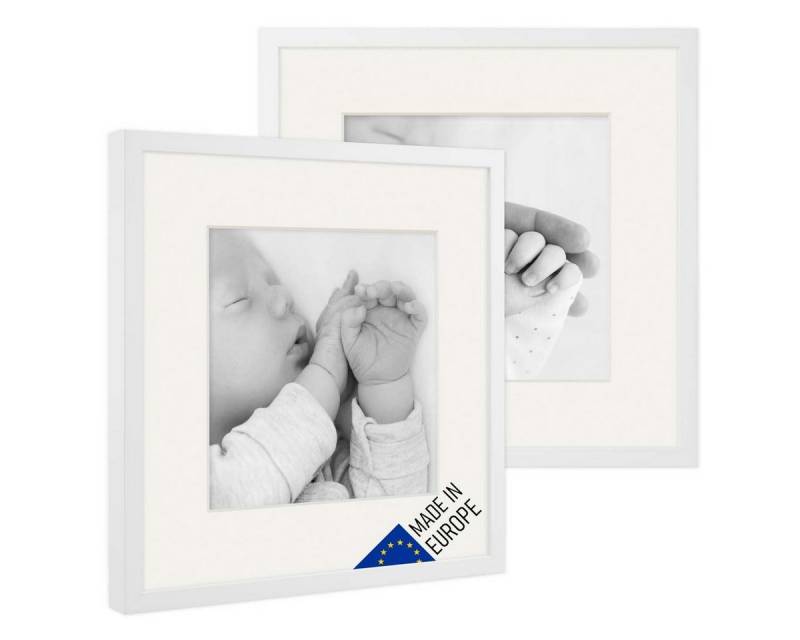 PHOTOLINI Bilderrahmen 2er Set Echtholz mit Passepartout, Made in EU, Acrylglas, mit Zubehör, (2er Set), für Portraits und Aufnahmen Ihrer schönsten Momente von PHOTOLINI