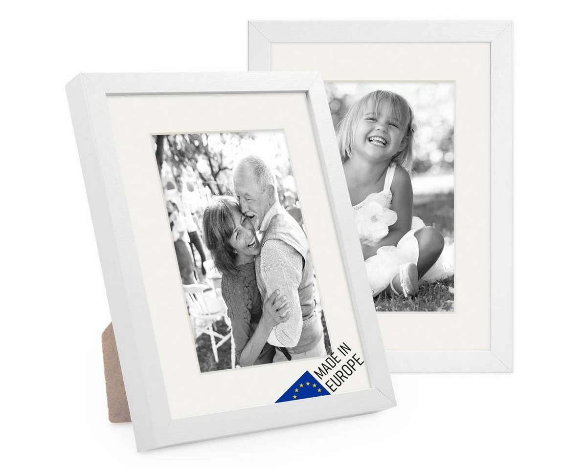PHOTOLINI Bilderrahmen 2er Set Echtholz mit Passepartout, Made in EU, Acrylglas, mit Zubehör, (2er Set), für Portraits und Aufnahmen Ihrer schönsten Momente von PHOTOLINI