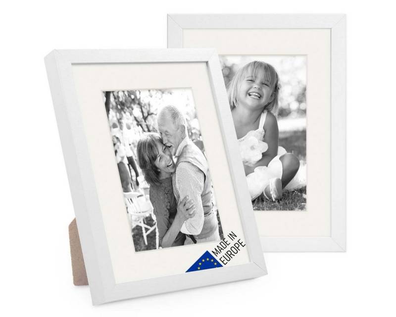 PHOTOLINI Bilderrahmen 2er Set Echtholz mit Passepartout, Made in EU, Acrylglas, mit Zubehör, (2er Set), für Portraits und Aufnahmen Ihrer schönsten Momente von PHOTOLINI