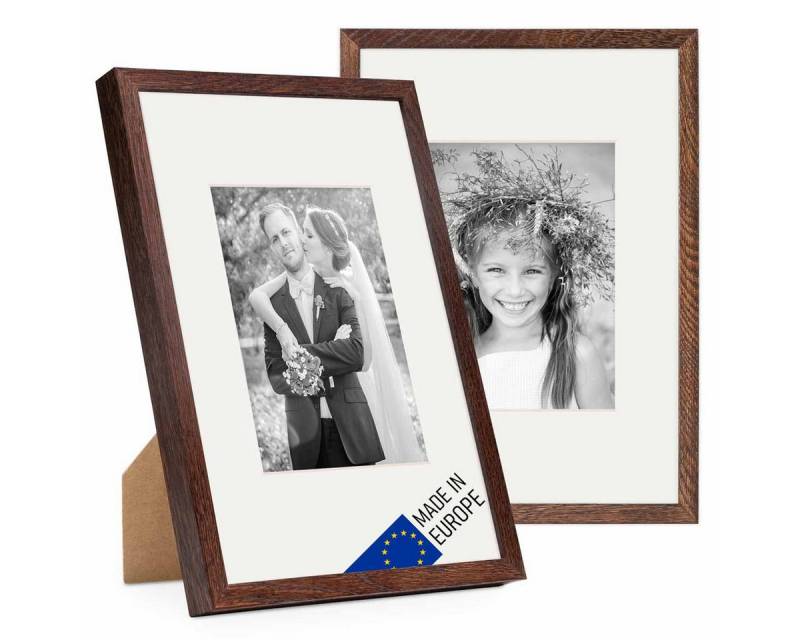 PHOTOLINI Bilderrahmen 2er Set Echtholz mit Passepartout, Made in EU, Acrylglas, mit Zubehör, (2er Set), für Portraits und Aufnahmen Ihrer schönsten Momente von PHOTOLINI