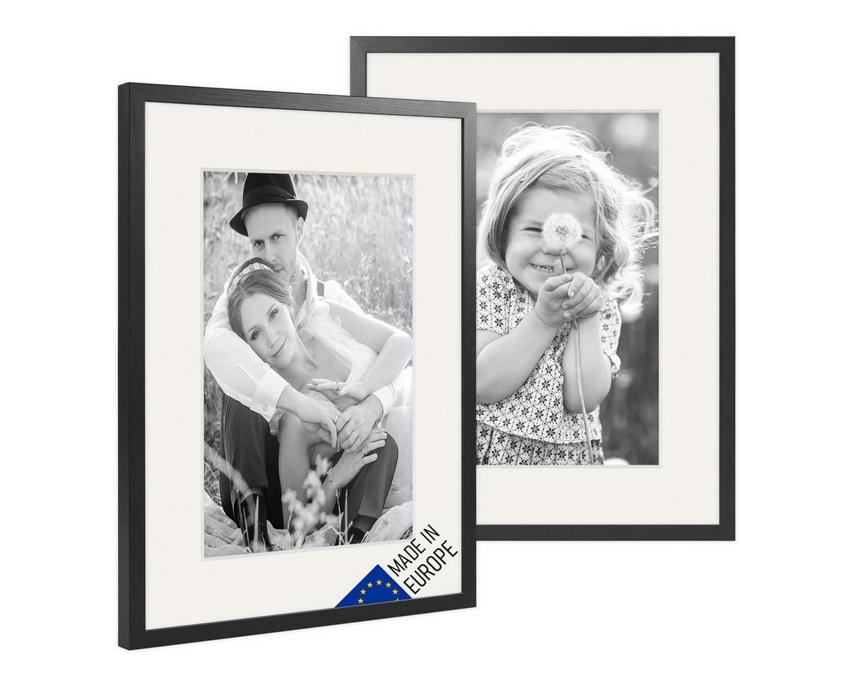 PHOTOLINI Bilderrahmen 2er Set Echtholz mit Passepartout, Made in EU, Acrylglas, mit Zubehör, (2er Set), für Portraits und Aufnahmen Ihrer schönsten Momente von PHOTOLINI