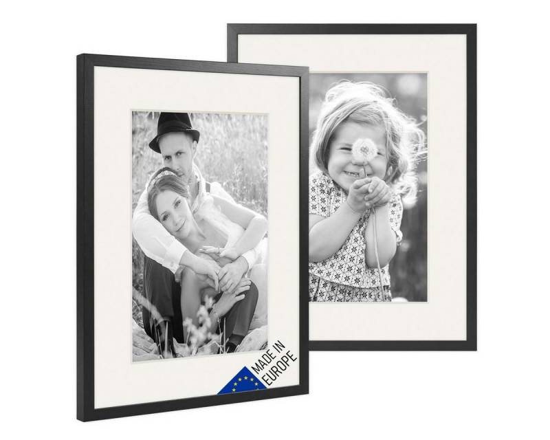 PHOTOLINI Bilderrahmen 2er Set Echtholz mit Passepartout, Made in EU, Acrylglas, mit Zubehör, (2er Set), für Portraits und Aufnahmen Ihrer schönsten Momente von PHOTOLINI