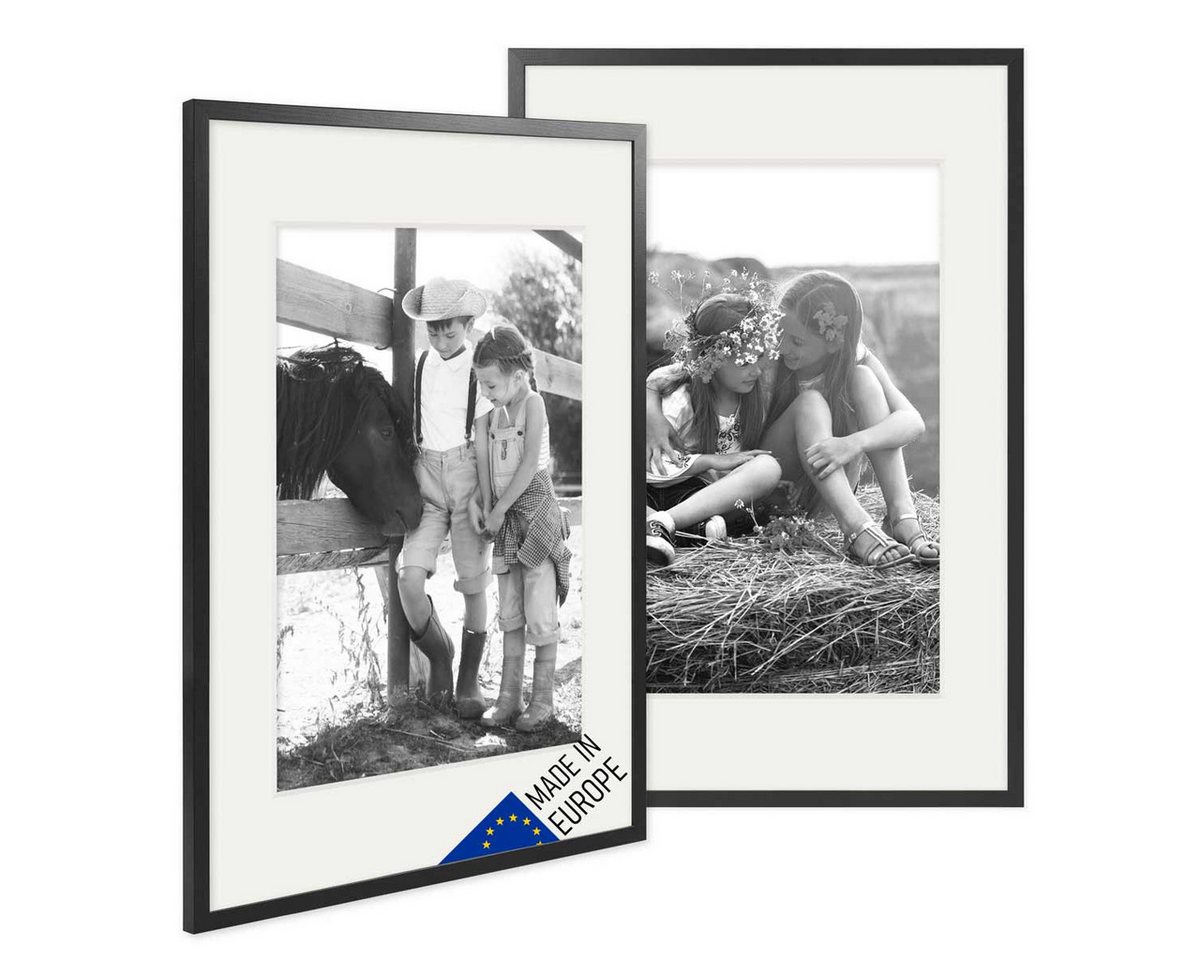 PHOTOLINI Bilderrahmen 2er Set Echtholz mit Passepartout, Made in EU, Acrylglas, mit Zubehör, (2er Set), für Portraits und Aufnahmen Ihrer schönsten Momente von PHOTOLINI